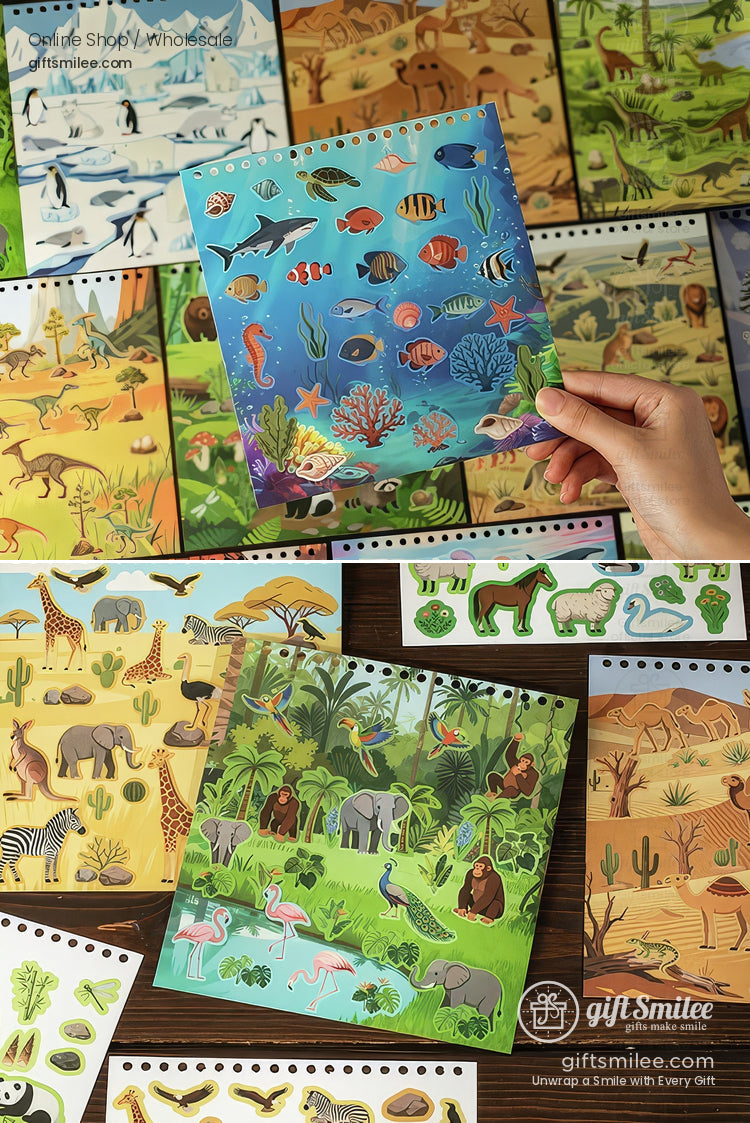 Synthetic Paper Pre‑Cut 12 Themes With Coloring Back Sticker Scene Book | KS-SA-4254