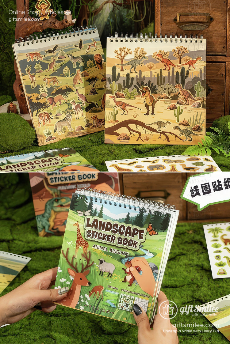 Synthetic Paper Pre‑Cut 12 Themes With Coloring Back Sticker Scene Book | KS-SA-4254