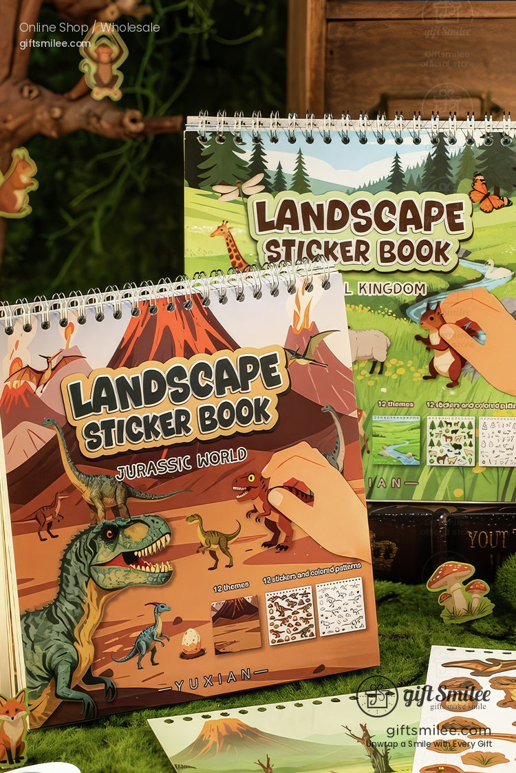 Synthetic Paper Pre‑Cut 12 Themes With Coloring Back Sticker Scene Book | KS-SA-4254