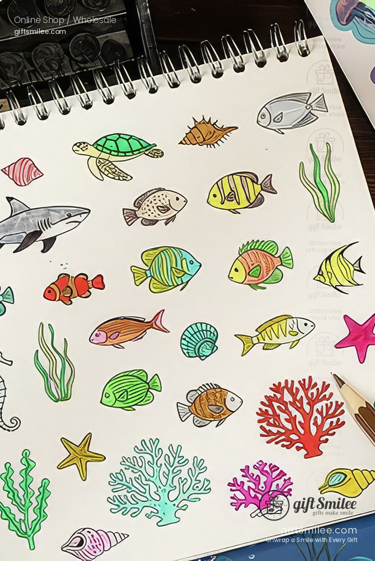 Synthetic Paper Pre‑Cut 12 Themes With Coloring Back Sticker Scene Book | KS-SA-4254