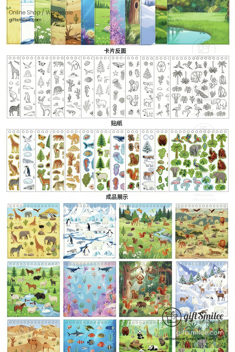 Synthetic Paper Pre‑Cut 12 Themes With Coloring Back Sticker Scene Book | KS-SA-4254