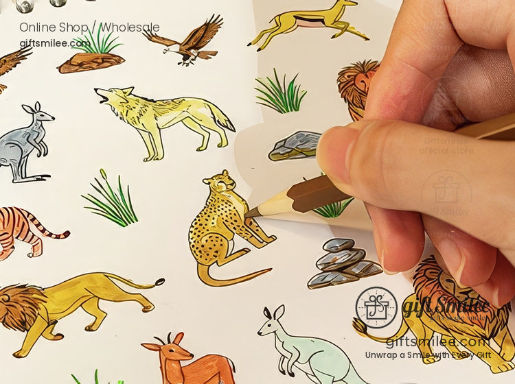 Synthetic Paper Pre‑Cut 12 Themes With Coloring Back Sticker Scene Book | KS-SA-4254