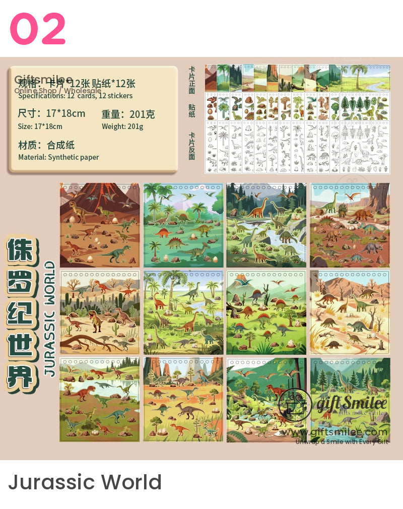 Synthetic Paper Pre‑Cut 12 Themes With Coloring Back Sticker Scene Book | KS-SA-4254