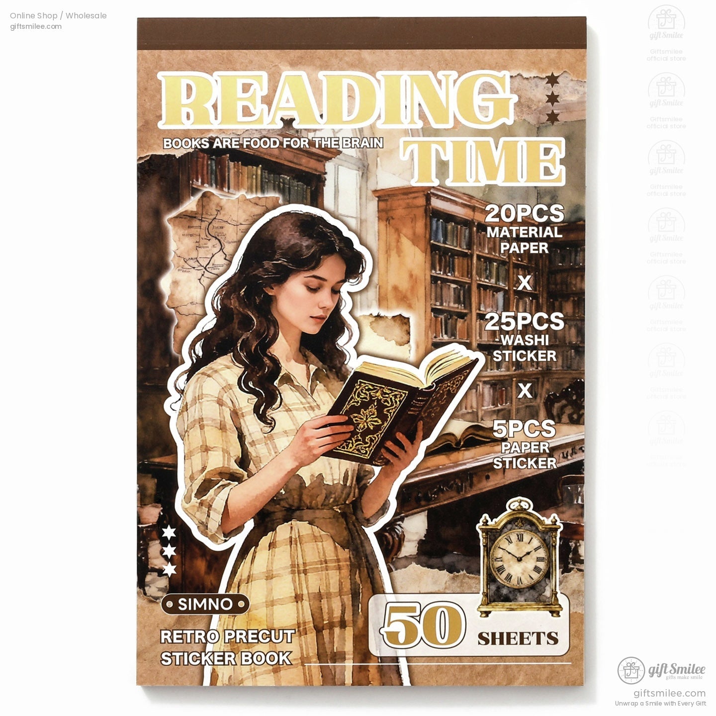 Vintage Reading Theme 50-Sheet Precut Mixed-Material Sticker Book | KS-SA-4257