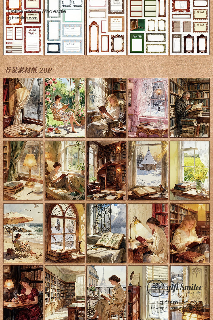 Vintage Reading Theme 50-Sheet Precut Mixed-Material Sticker Book | KS-SA-4257