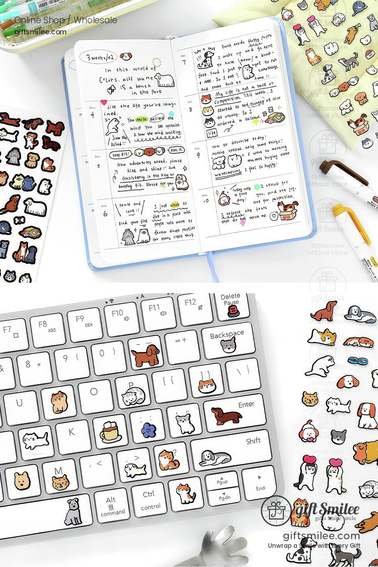 Matte Waterproof Pet Mini Icon Assorted Sticker Pack | KS-SA-4258