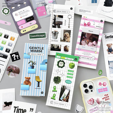 Matte Pet Die‑Cut 20‑Piece Mixed Aesthetic Decorative Stickers | KS-SA-4259