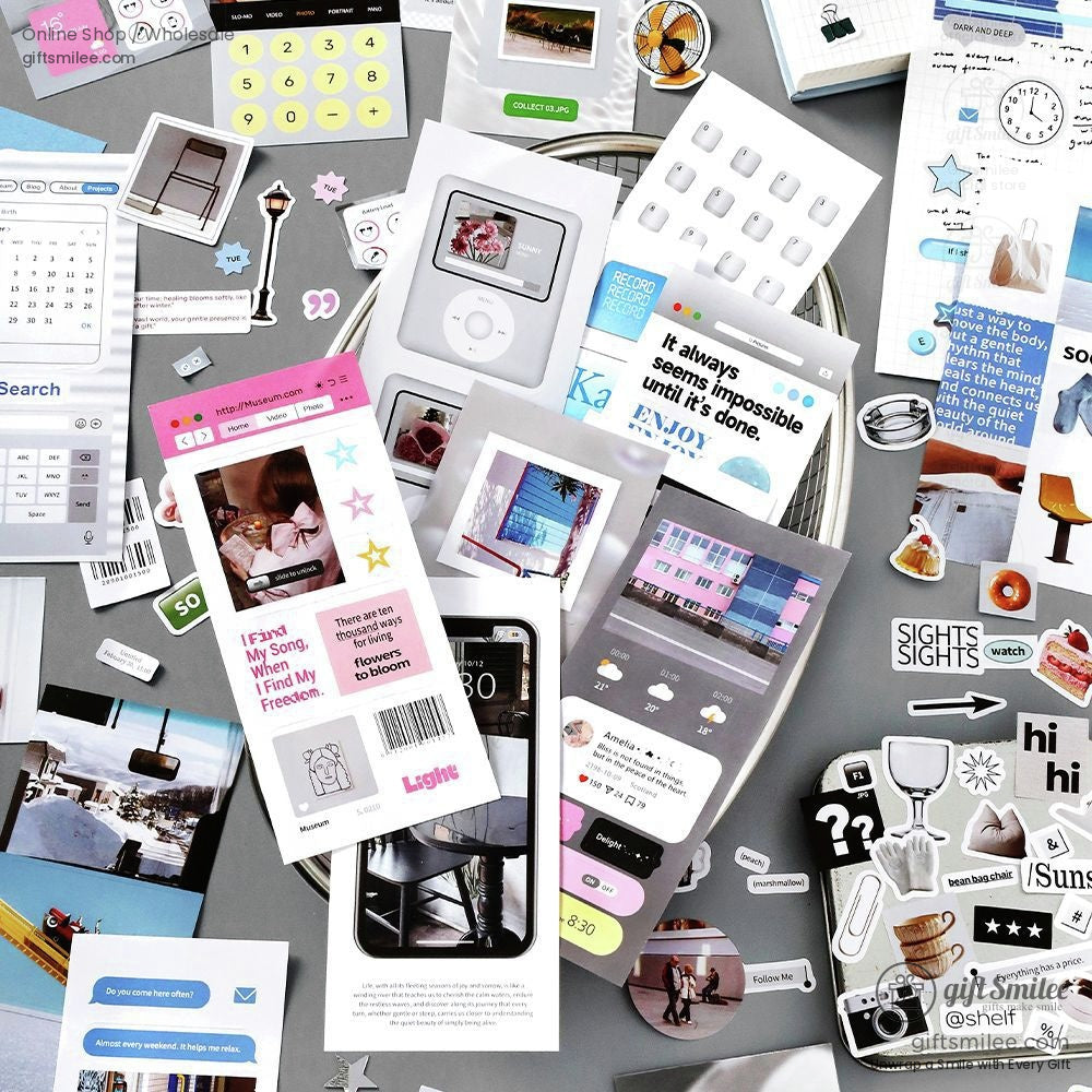 Matte Pet Die‑Cut 20‑Piece Mixed Aesthetic Decorative Stickers | KS-SA-4259