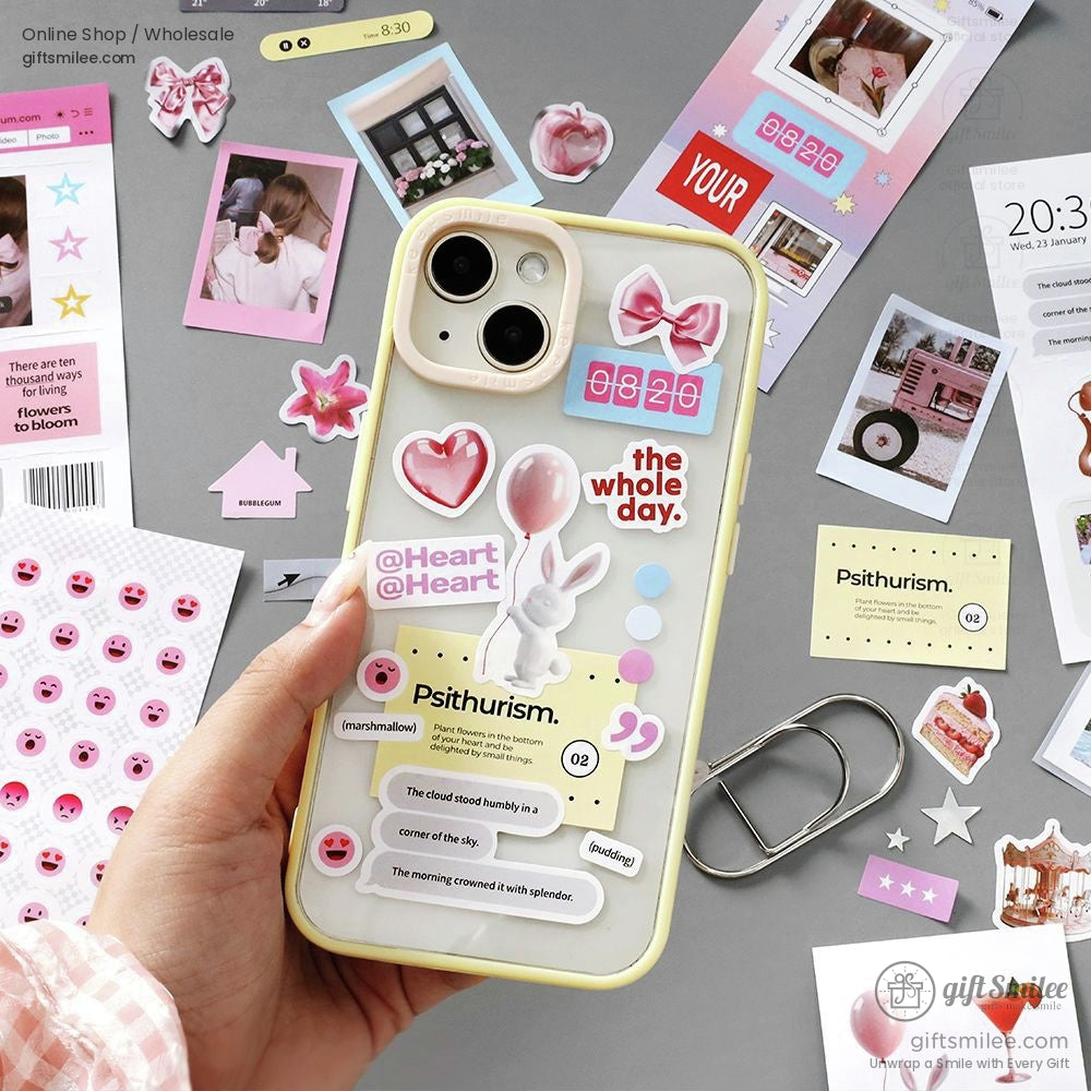 Matte Pet Die‑Cut 20‑Piece Mixed Aesthetic Decorative Stickers | KS-SA-4259