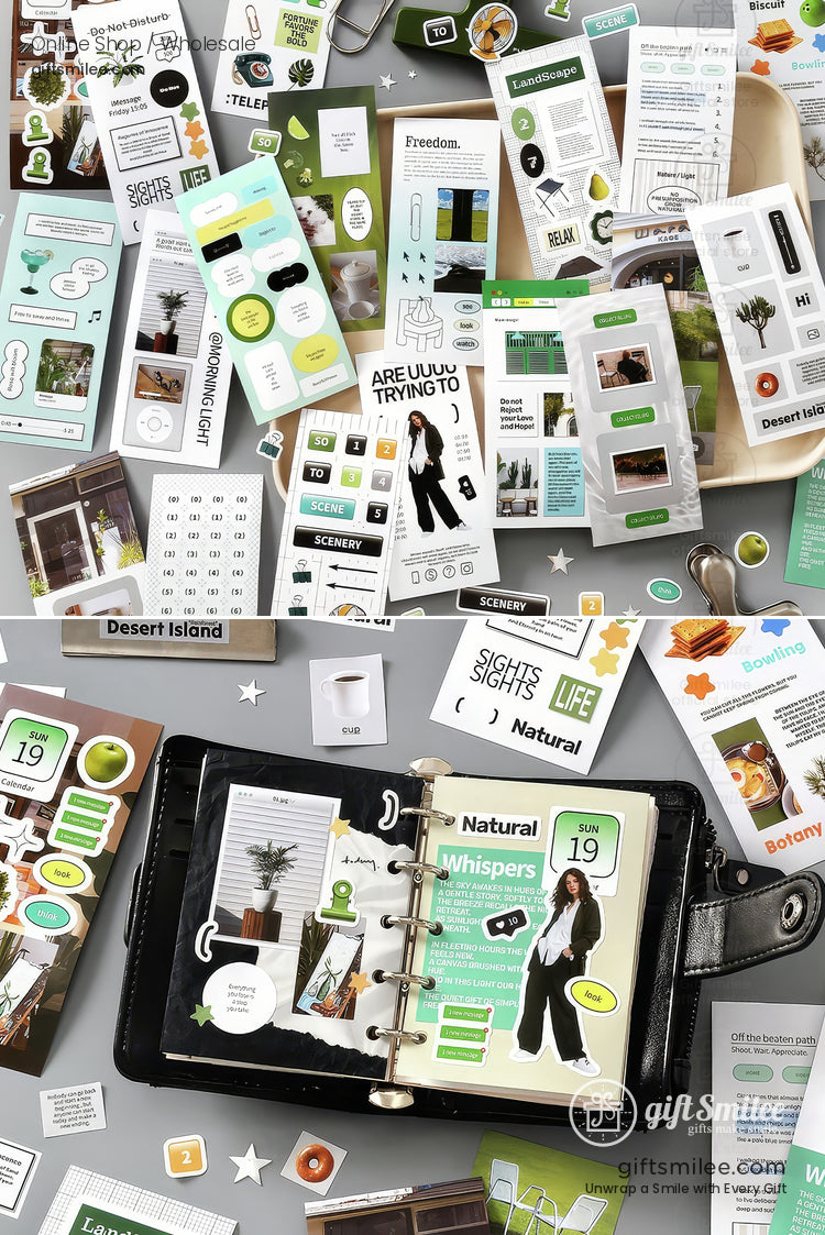 Matte Pet Die‑Cut 20‑Piece Mixed Aesthetic Decorative Stickers | KS-SA-4259