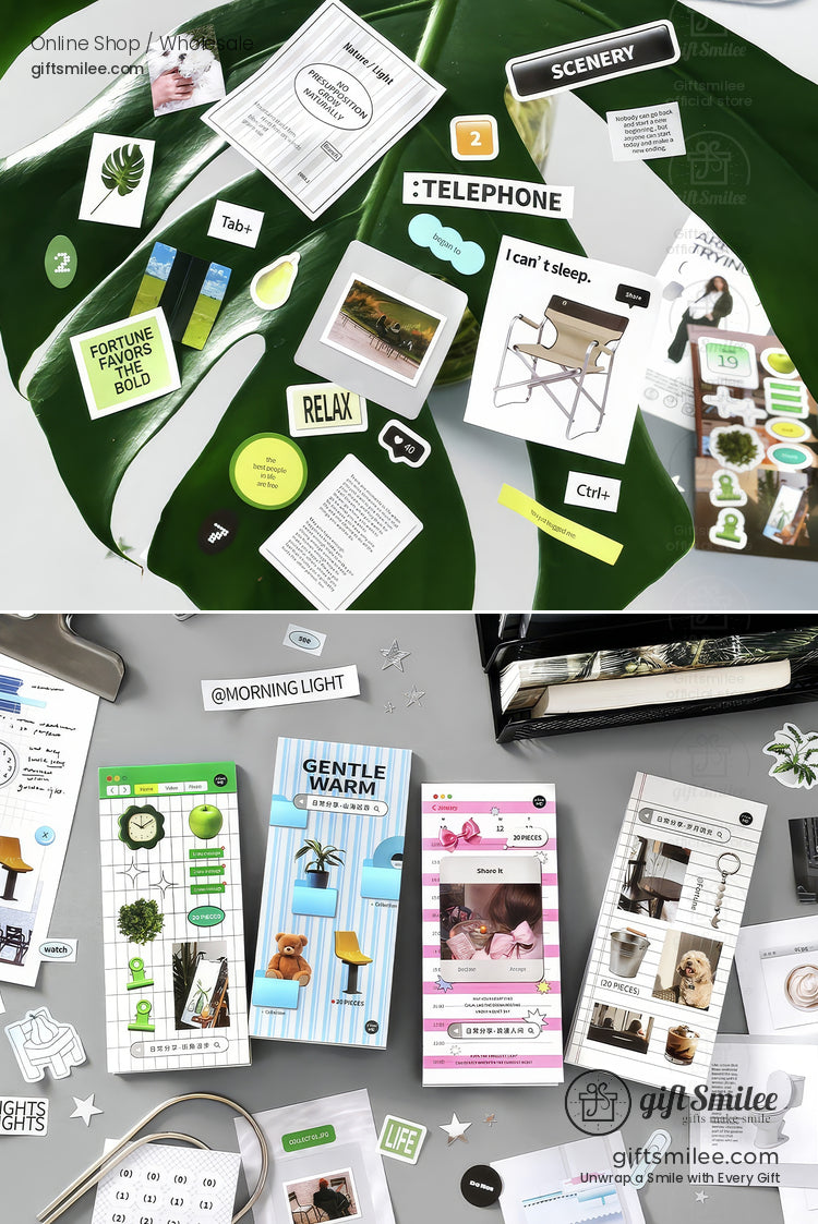 Matte Pet Die‑Cut 20‑Piece Mixed Aesthetic Decorative Stickers | KS-SA-4259