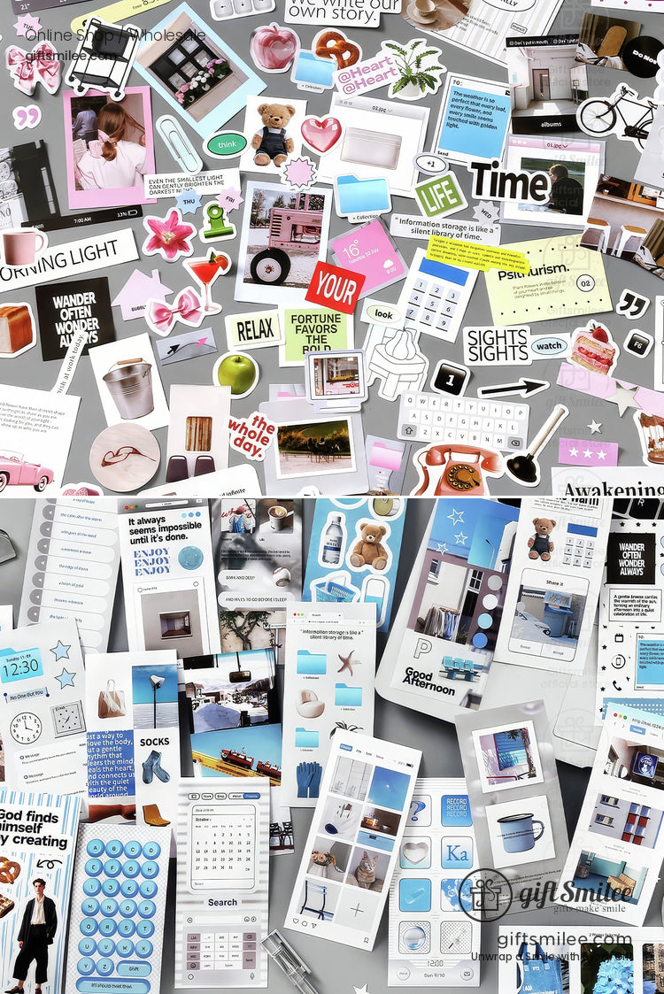 Matte Pet Die‑Cut 20‑Piece Mixed Aesthetic Decorative Stickers | KS-SA-4259