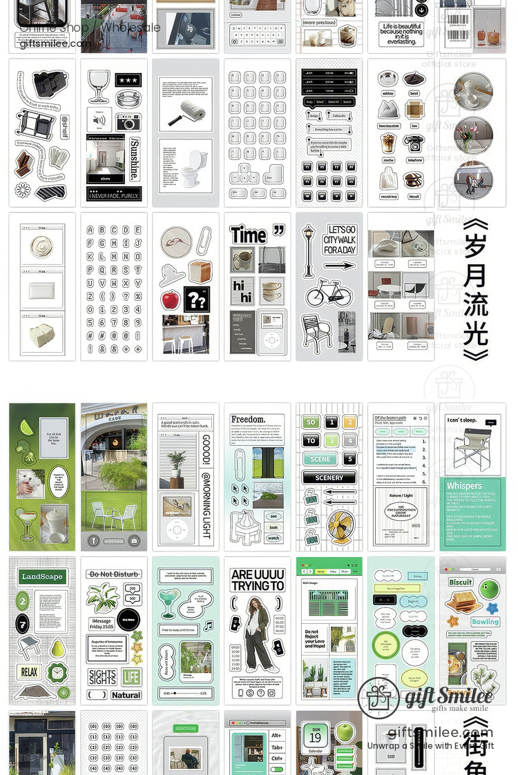 Matte Pet Die‑Cut 20‑Piece Mixed Aesthetic Decorative Stickers | KS-SA-4259