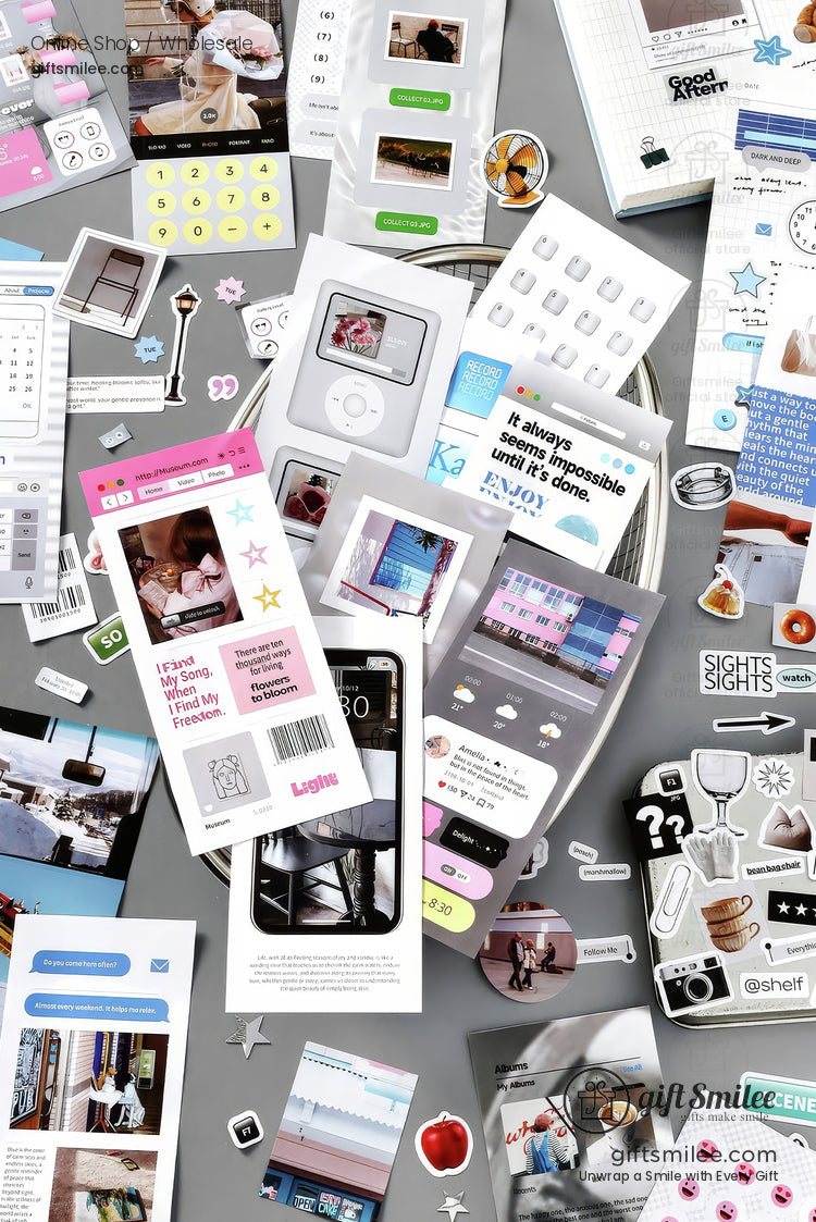 Matte Pet Die‑Cut 20‑Piece Mixed Aesthetic Decorative Stickers | KS-SA-4259