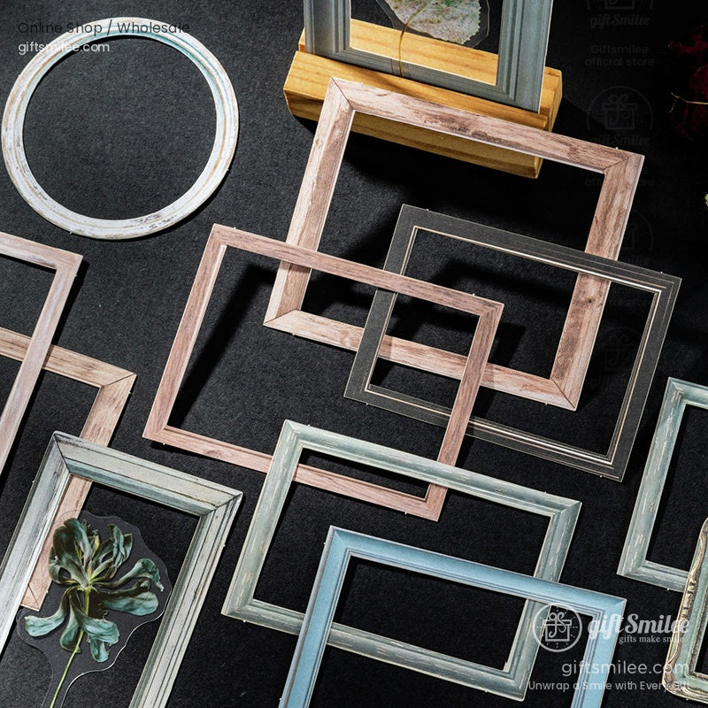 Matte Pet Transparent Overlap Vintage Frame Dried-Flower Prints Sticker Pack | KS-SA-4260