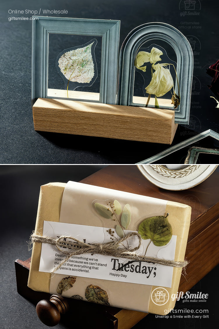 Matte Pet Transparent Overlap Vintage Frame Dried-Flower Prints Sticker Pack | KS-SA-4260