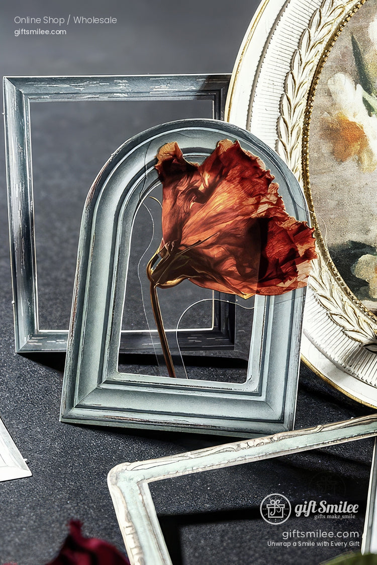 Matte Pet Transparent Overlap Vintage Frame Dried-Flower Prints Sticker Pack | KS-SA-4260