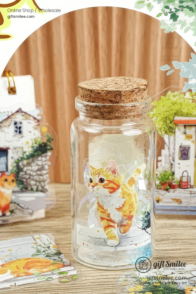 Matte Pet Die-Cut 15-Piece Cat Illustration Sticker Pack | KS-SA-4261