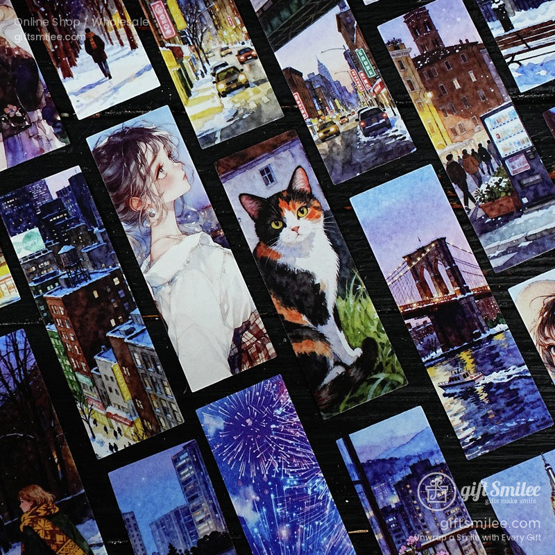 Matte Paper Die‑Cut 25Pcs Urban Watercolor Sticker Pack | KS-SA-4262