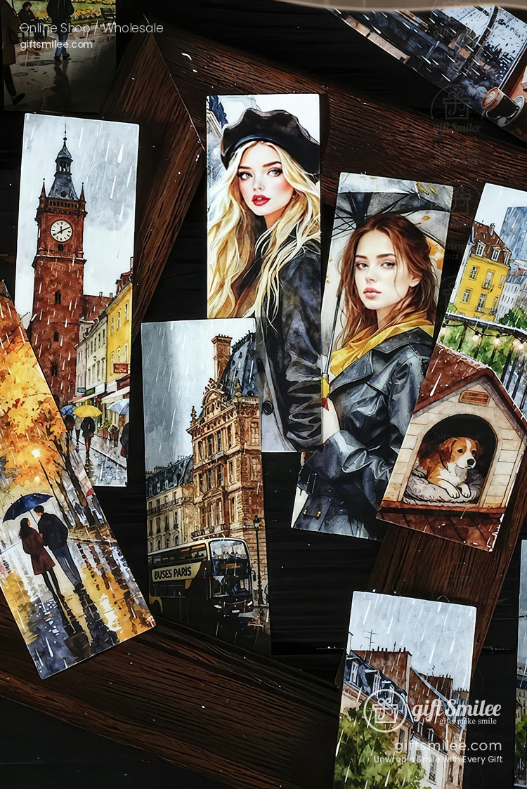 Matte Paper Die‑Cut 25Pcs Urban Watercolor Sticker Pack | KS-SA-4262