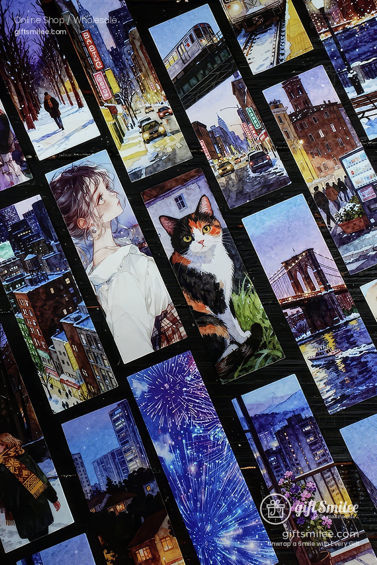 Matte Paper Die‑Cut 25Pcs Urban Watercolor Sticker Pack | KS-SA-4262