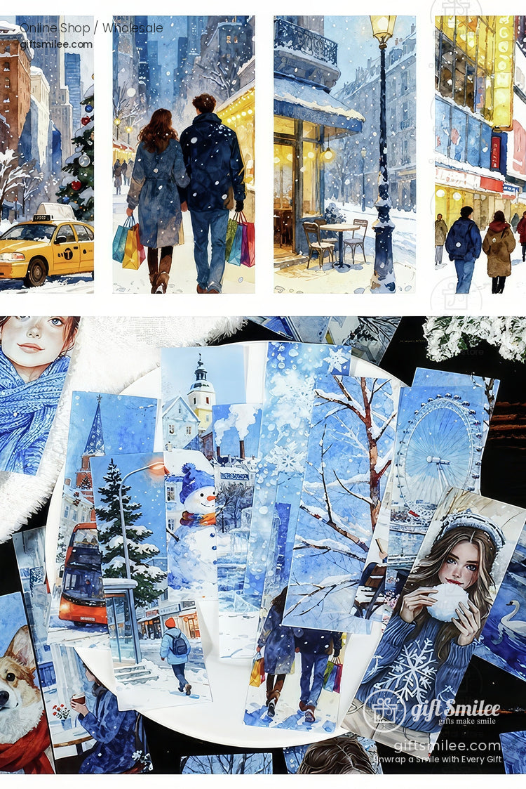 Matte Paper Die‑Cut 25Pcs Urban Watercolor Sticker Pack | KS-SA-4262