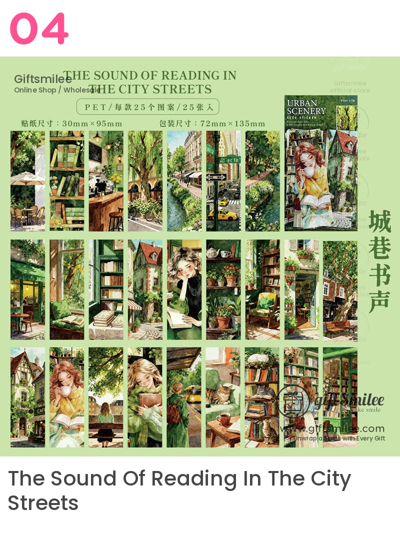 Matte Paper Die‑Cut 25Pcs Urban Watercolor Sticker Pack | KS-SA-4262