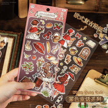 Vintage Matte Pet Die-Cut Rich Ink Illustrations Sticker Sheets | KS-SA-4263