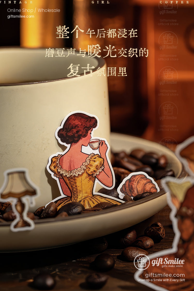 Vintage Matte Pet Die-Cut Rich Ink Illustrations Sticker Sheets | KS-SA-4263