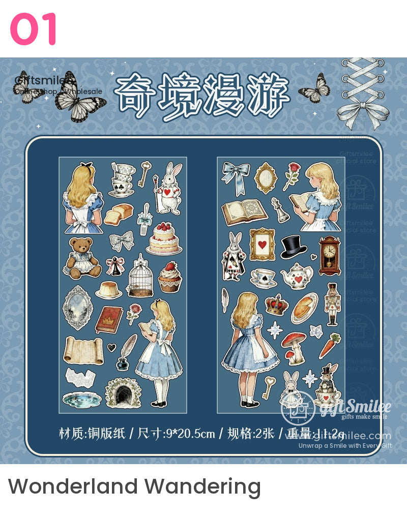 Vintage Matte Pet Die-Cut Rich Ink Illustrations Sticker Sheets | KS-SA-4263