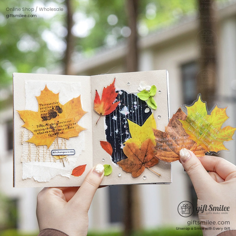 Pet Transparent Realistic Maple Leaves 15Pcs Set Decorative Stickers | KS-SA-4266