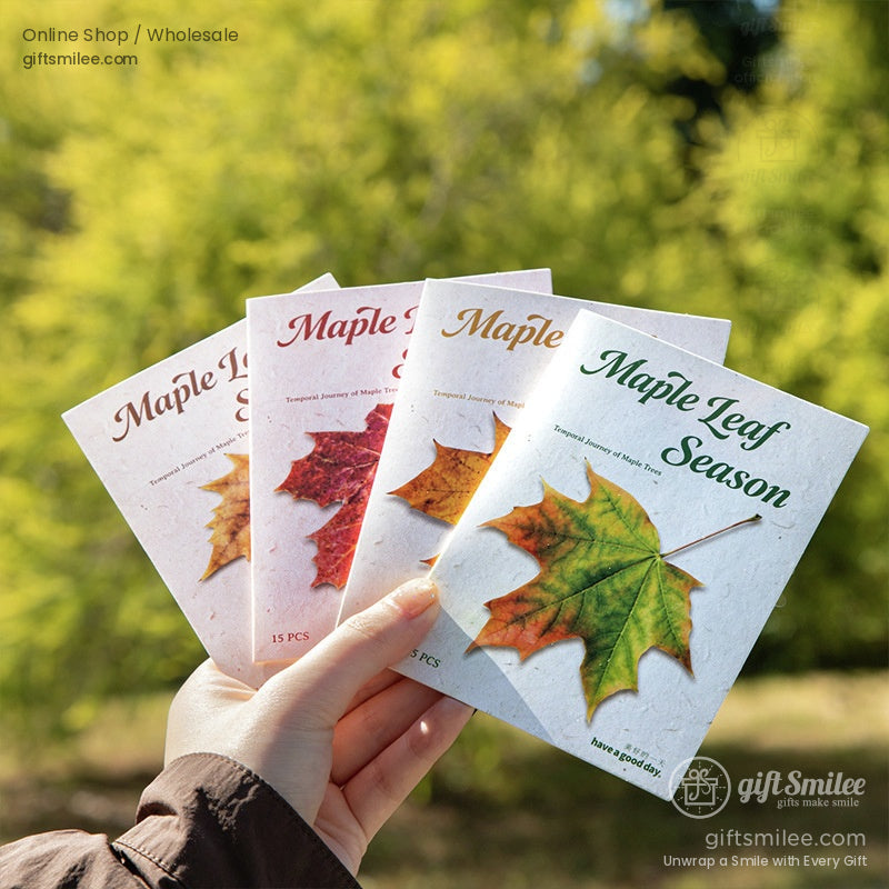 Pet Transparent Realistic Maple Leaves 15Pcs Set Decorative Stickers | KS-SA-4266