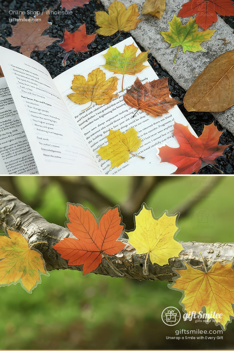 Pet Transparent Realistic Maple Leaves 15Pcs Set Decorative Stickers | KS-SA-4266