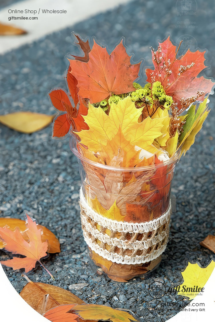 Pet Transparent Realistic Maple Leaves 15Pcs Set Decorative Stickers | KS-SA-4266