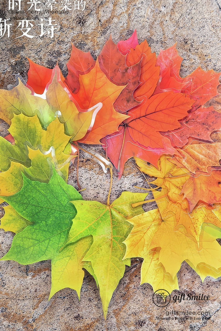 Pet Transparent Realistic Maple Leaves 15Pcs Set Decorative Stickers | KS-SA-4266
