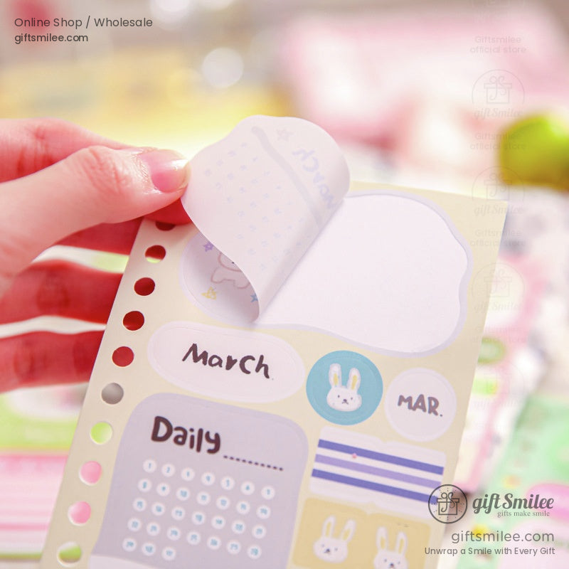 Matte Writable Monthly Inserts 6‑Hole A6 12 Sheets Pastel Foil Accents Planner Sticker Sheets | KS-SA-4267