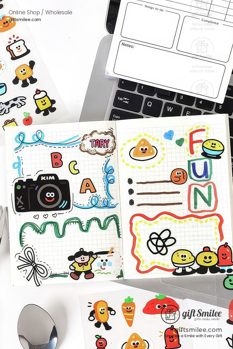 Pet Waterproof Removable Matte 4-Sheet Colorful Cartoon Sticker Set | KS-SA-4268