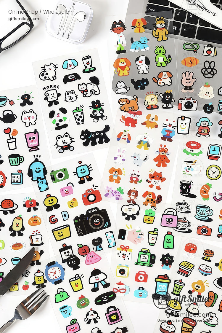 Pet Waterproof Removable Matte 4-Sheet Colorful Cartoon Sticker Set | KS-SA-4268