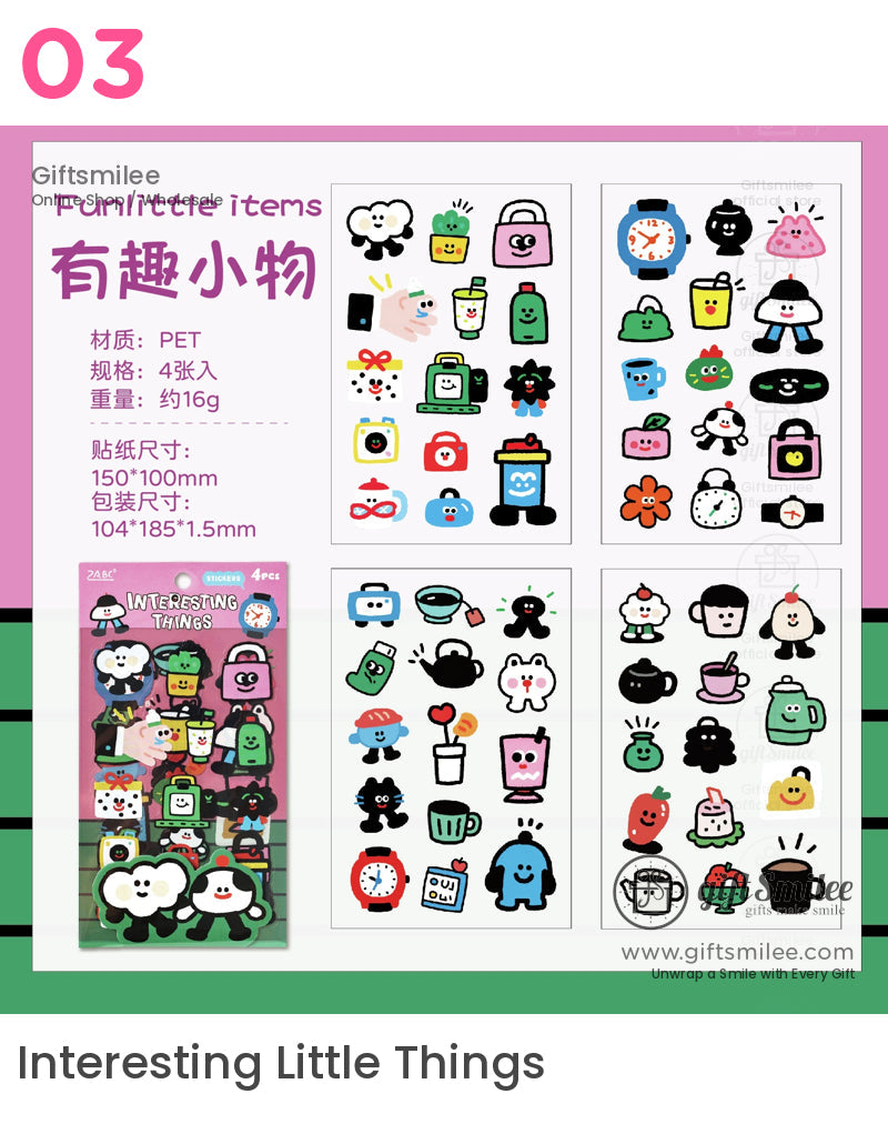Pet Waterproof Removable Matte 4-Sheet Colorful Cartoon Sticker Set | KS-SA-4268