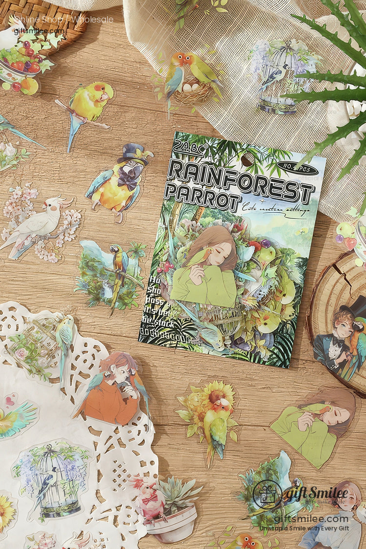 Matte Pet Die‑Cut Watercolor Animal Themes 40Pcspack Decorative Stickers | KS-SA-4269