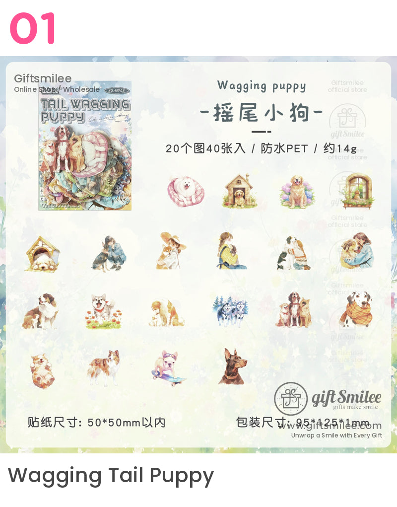 Matte Pet Die‑Cut Watercolor Animal Themes 40Pcspack Decorative Stickers | KS-SA-4269