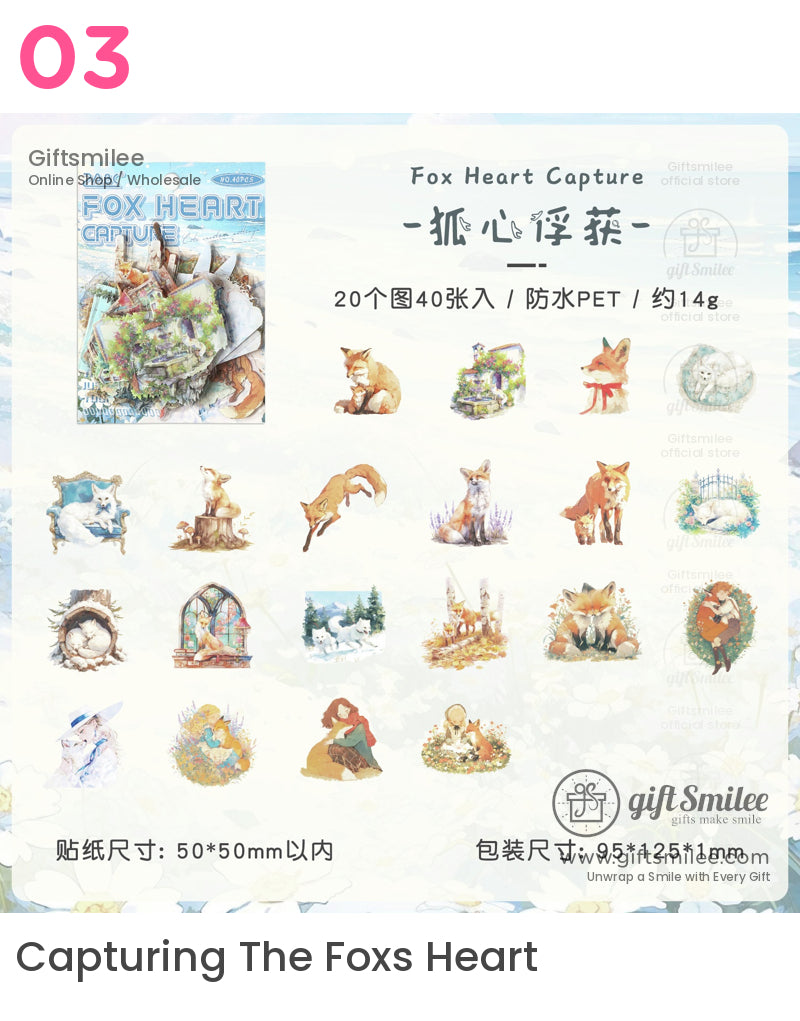 Matte Pet Die‑Cut Watercolor Animal Themes 40Pcspack Decorative Stickers | KS-SA-4269