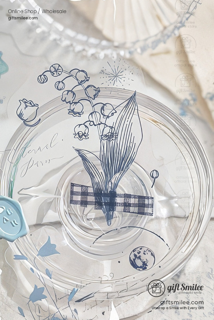 Pet White-Ink Botanical Semi-Transparent Vintage Tones Decorative Sticker Pack | KS-SA-4270