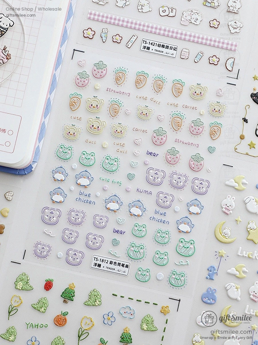 Puffy 3D Embossed Vinyl Pastel Cute Icons Puffy Stickers | KS-SA-4280