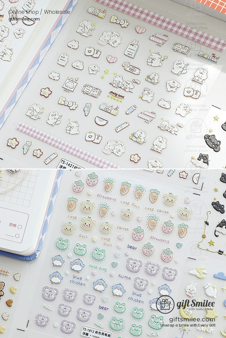 Puffy 3D Embossed Vinyl Pastel Cute Icons Puffy Stickers | KS-SA-4280