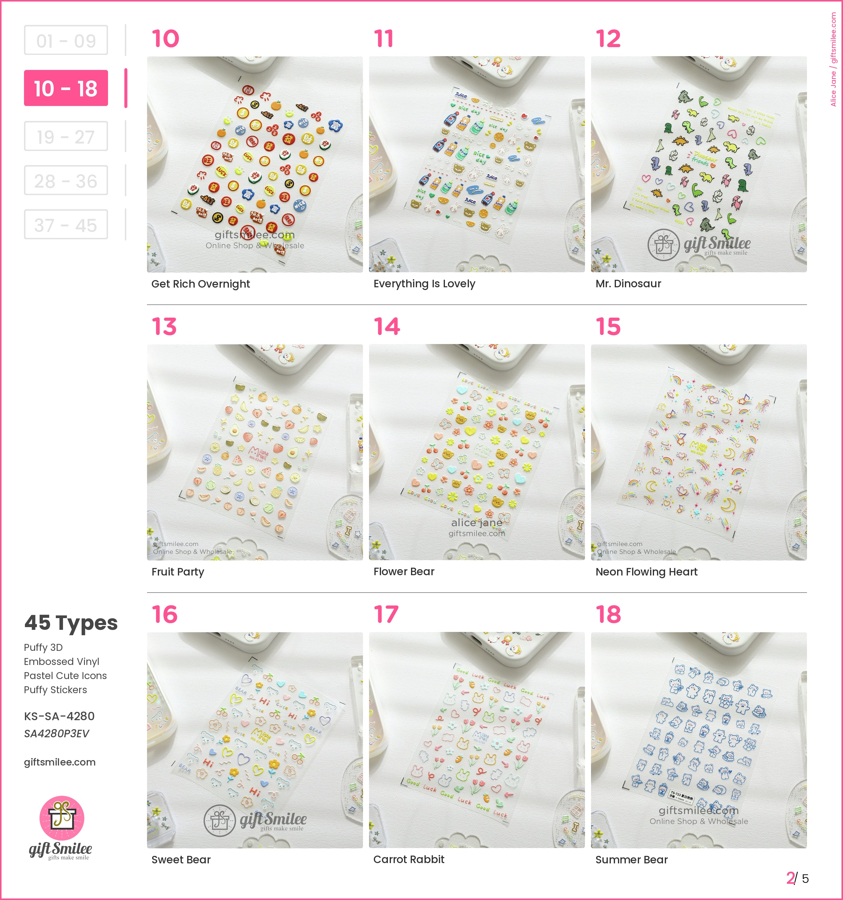 Puffy 3D Embossed Vinyl Pastel Cute Icons Puffy Stickers | KS-SA-4280