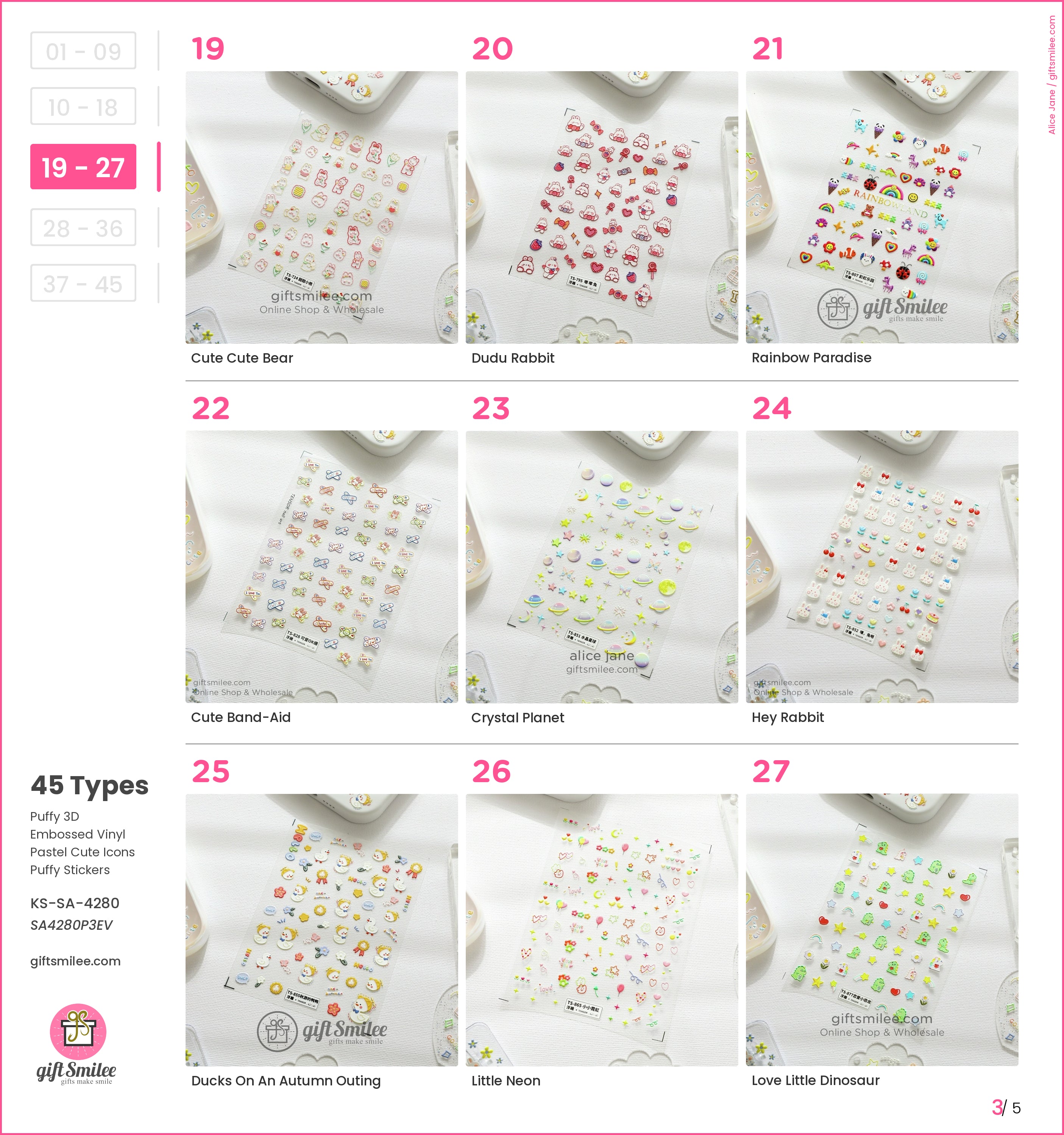 Puffy 3D Embossed Vinyl Pastel Cute Icons Puffy Stickers | KS-SA-4280