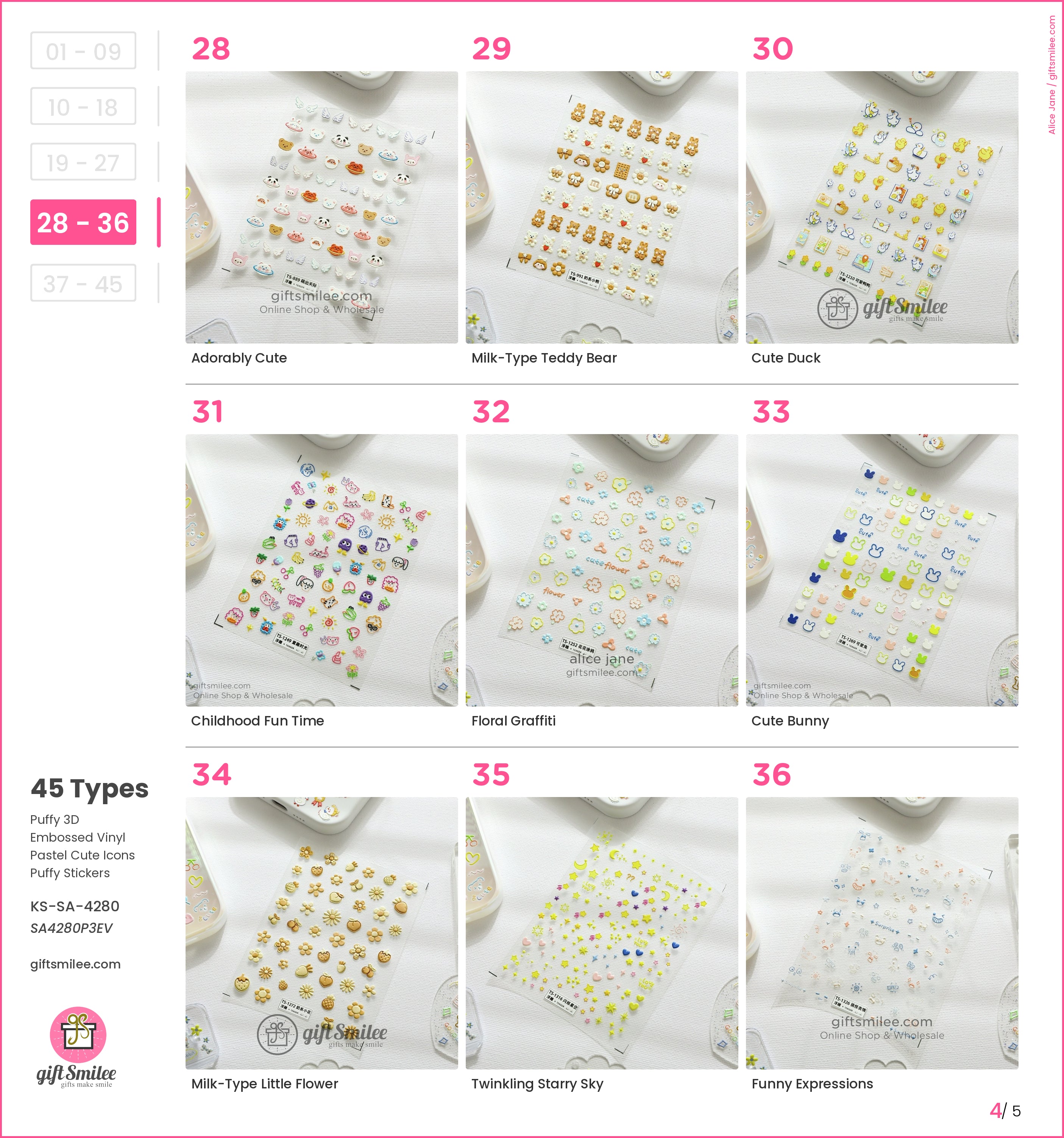 Puffy 3D Embossed Vinyl Pastel Cute Icons Puffy Stickers | KS-SA-4280