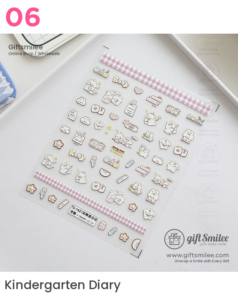 Puffy 3D Embossed Vinyl Pastel Cute Icons Puffy Stickers | KS-SA-4280