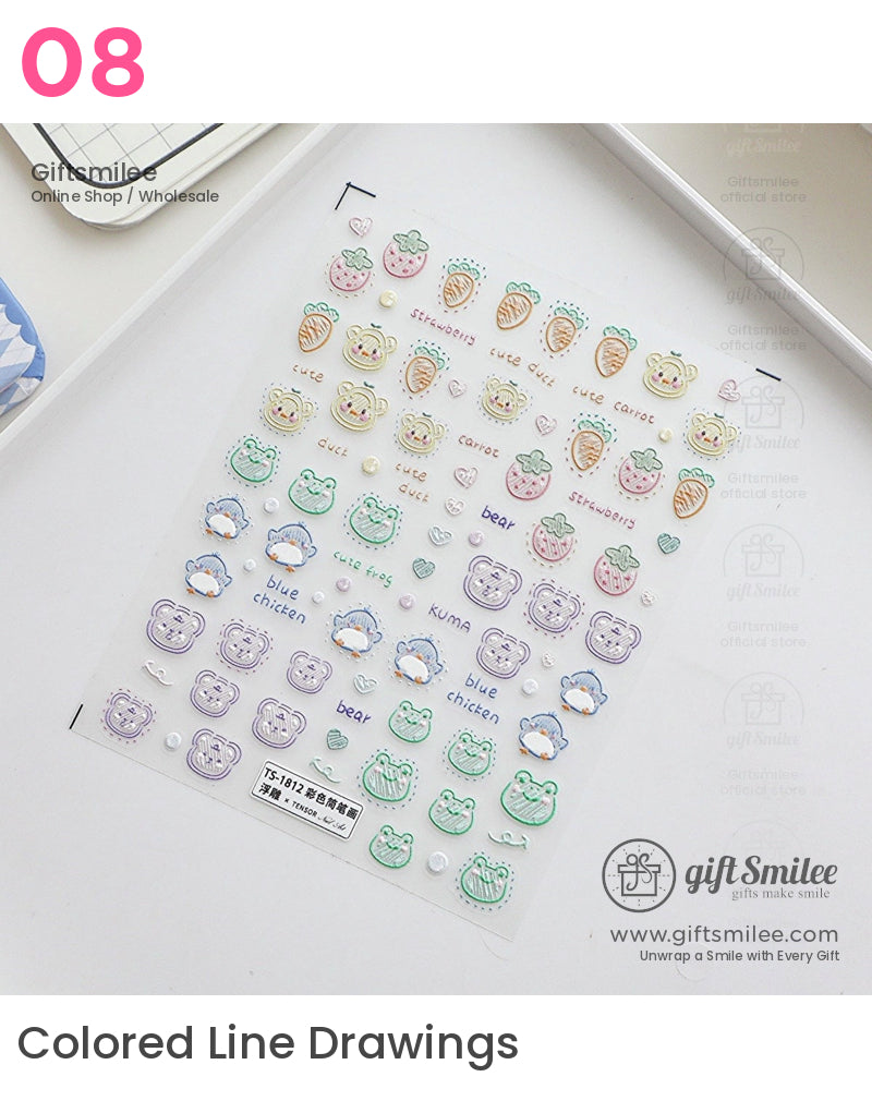 Puffy 3D Embossed Vinyl Pastel Cute Icons Puffy Stickers | KS-SA-4280